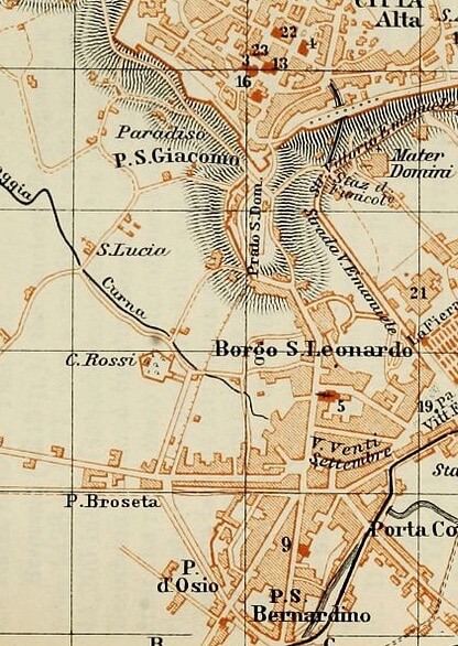 Cartina di Bergamo nel 1810
